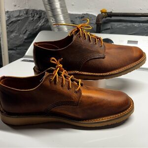 Red Wing Shoes Brown Leather Derby Oxfords with Tan Soles